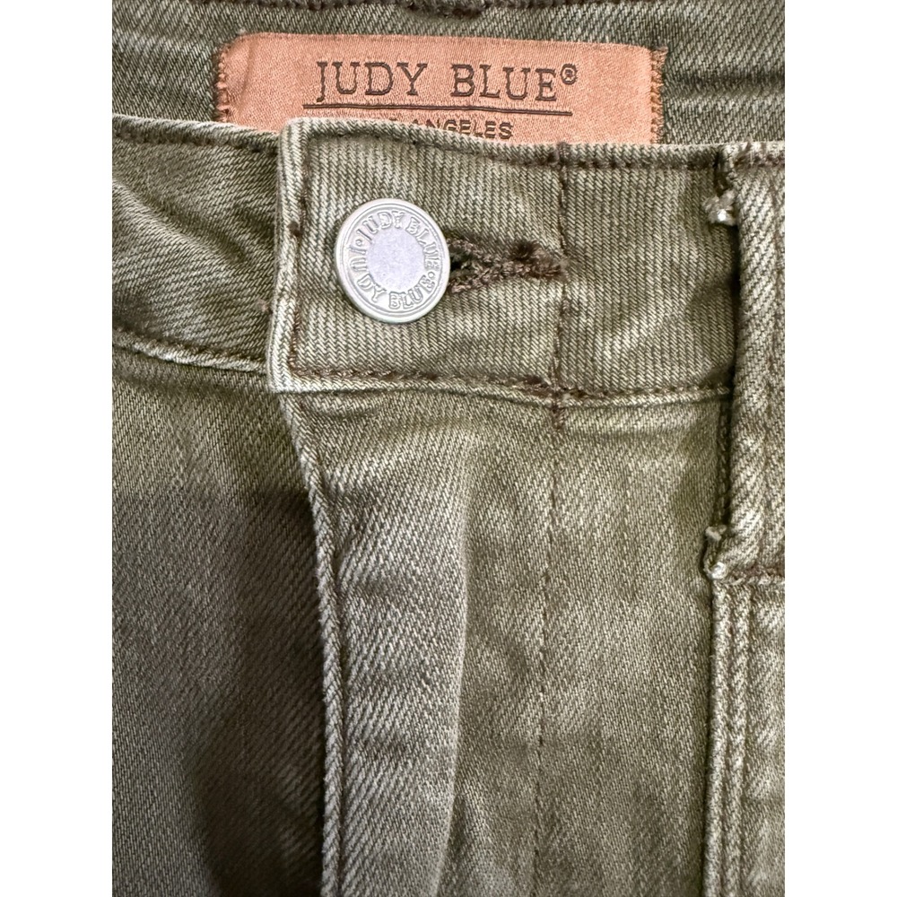 Judy Blue 5/27 Olive Green High Rise Utility Slim Cuffed Stretch Jeans Military - Picture 12 of 12
